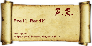 Prell Radó névjegykártya